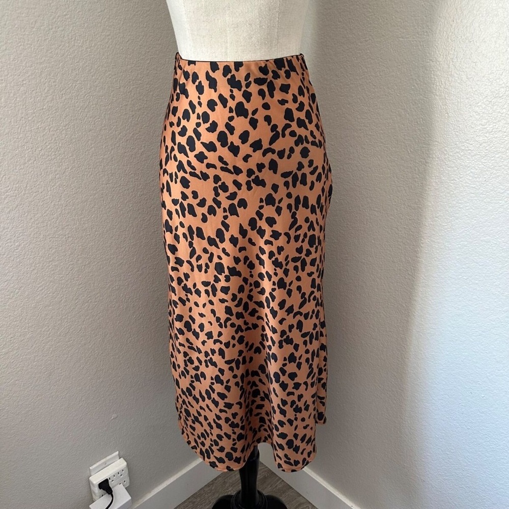 Urban Outfitters Leopard Midi Slip Skirt